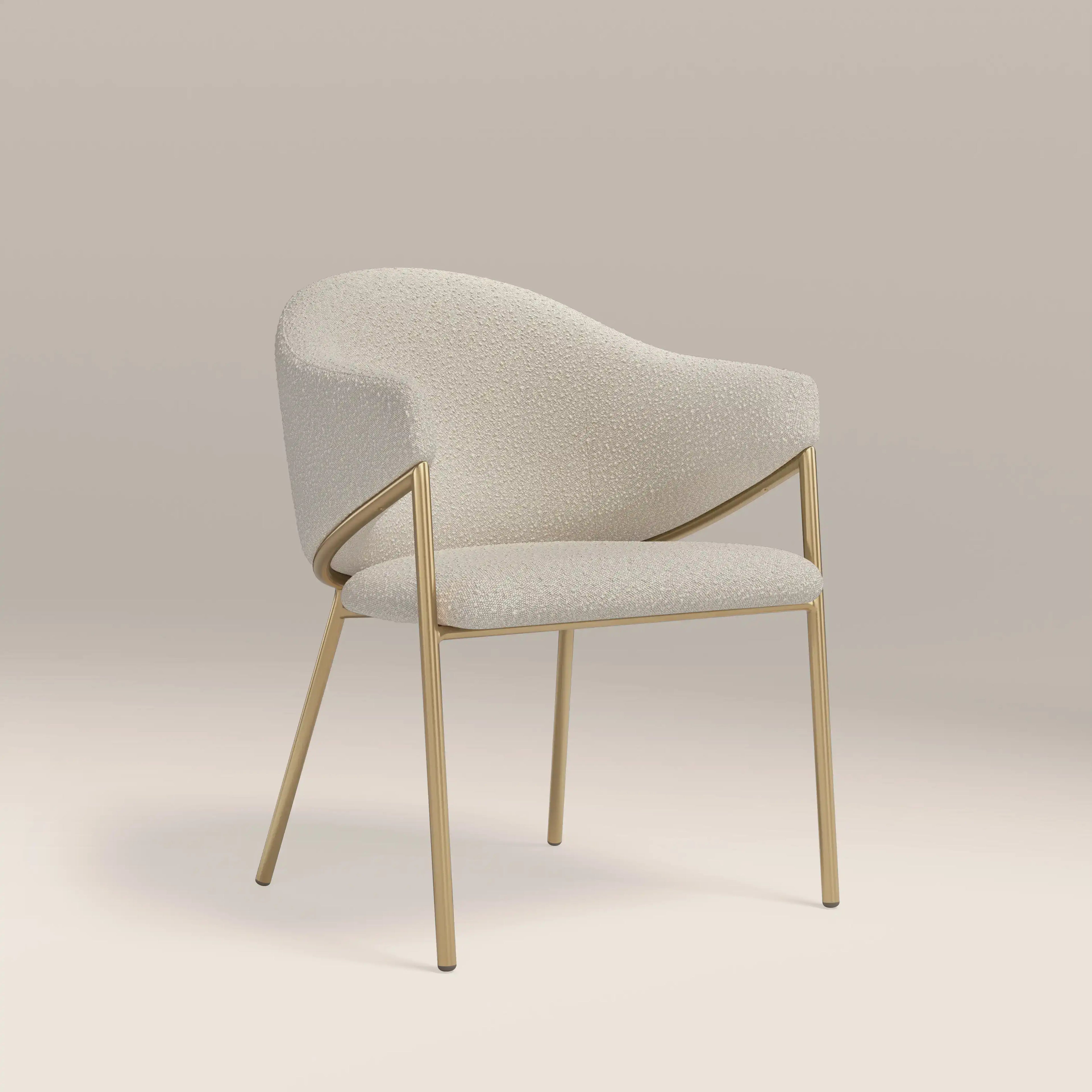 Luca Carver Dining Chair | Speckled Stone Sustainable Boucle & Brass