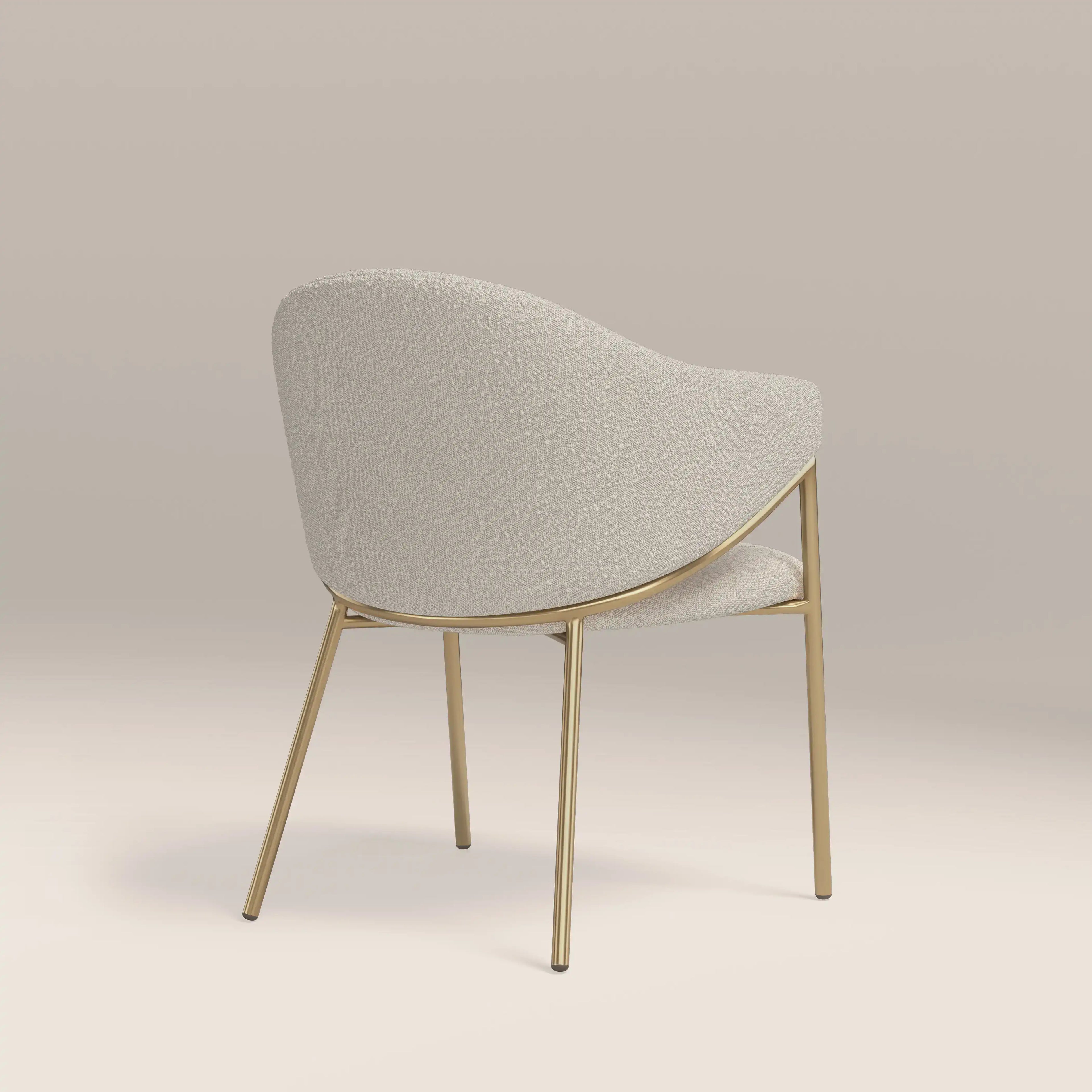 Luca Carver Dining Chair | Speckled Stone Sustainable Boucle & Brass