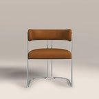 Juliana Carver Dining Chair | Caramel Brown Sustainable Mohair Velvet & Chrome