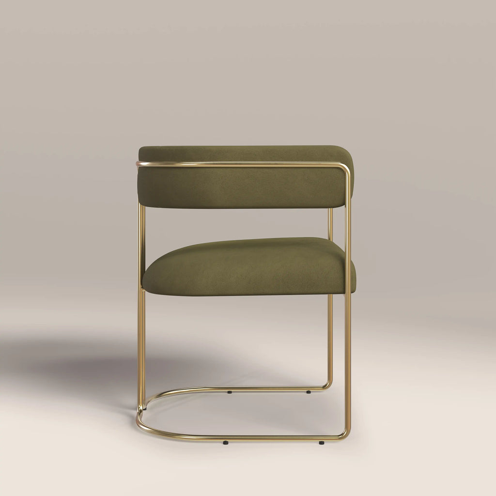 Juliana Carver Dining Chair | Moss Green Sustainable Mohair Velvet & Brass