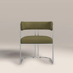 Juliana Carver Dining Chair | Moss Green Sustainable Mohair Velvet & Chrome
