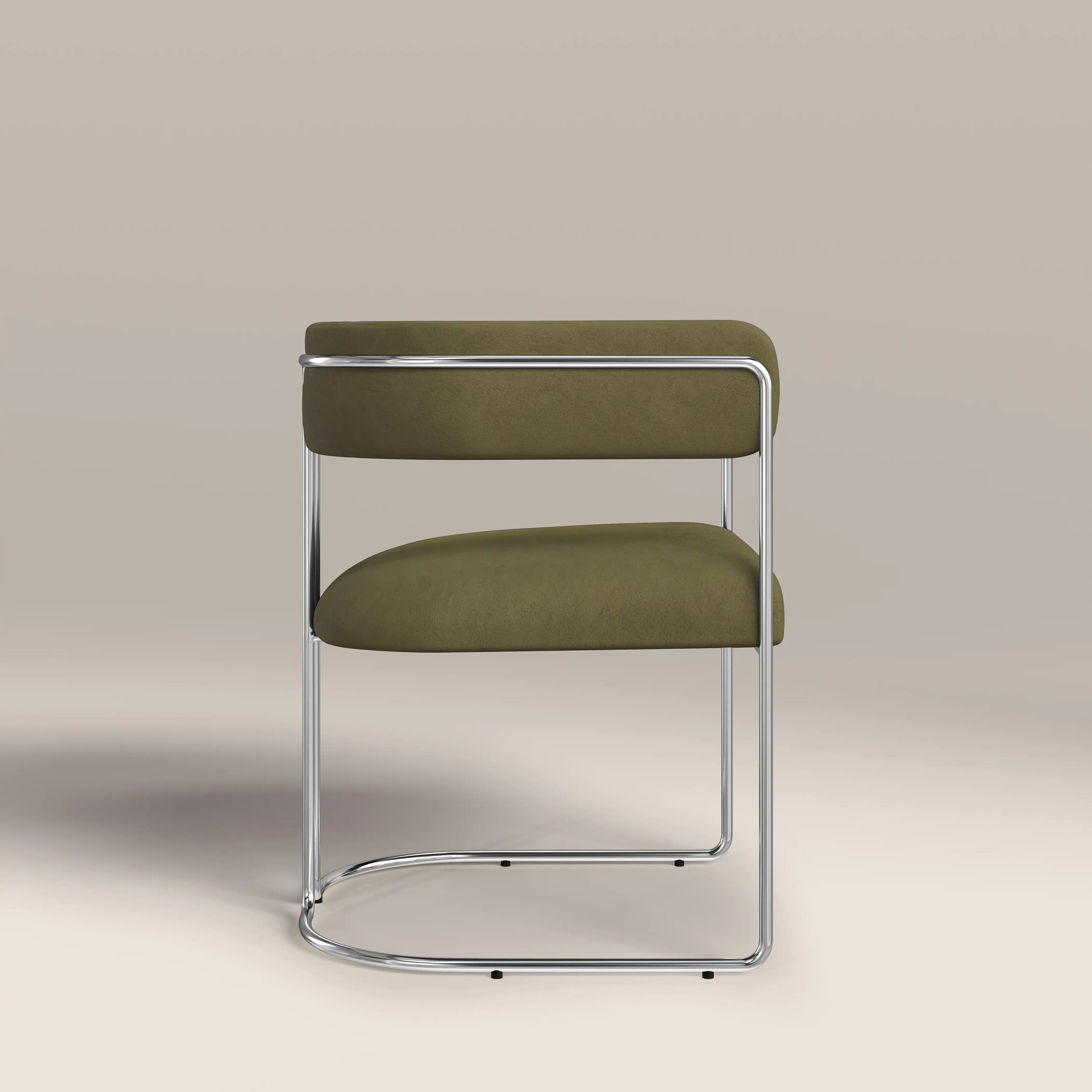 Juliana Carver Dining Chair | Moss Green Sustainable Mohair Velvet & Chrome