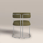 Juliana Carver Dining Chair | Moss Green Sustainable Mohair Velvet & Chrome