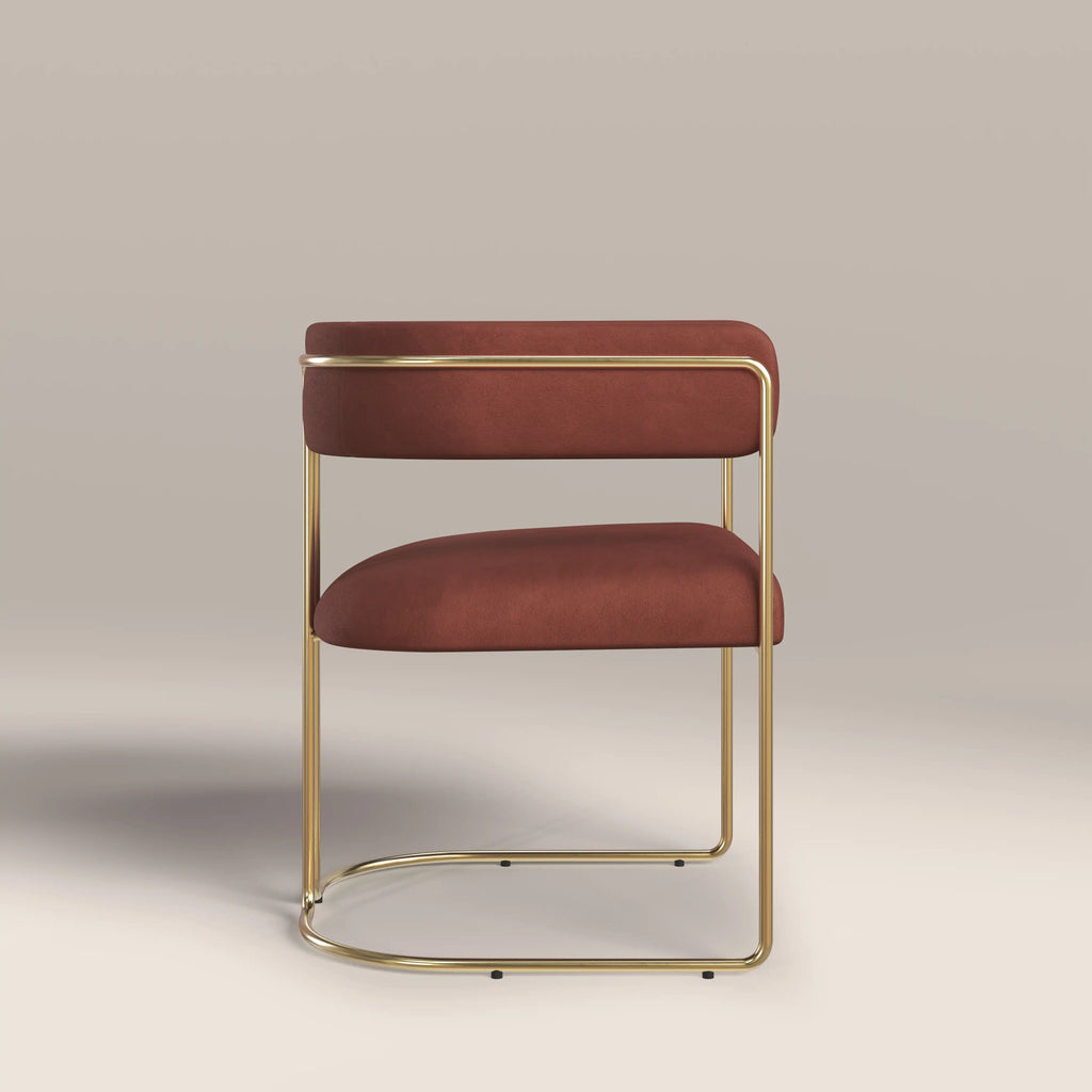 Juliana Carver Dining Chair | Rust Red Sustainable Velvet & Brass