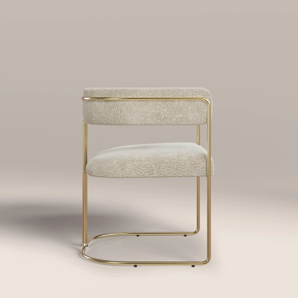Juliana Carver Dining Chair | Speckled Stone Sustainable Boucle & Brass