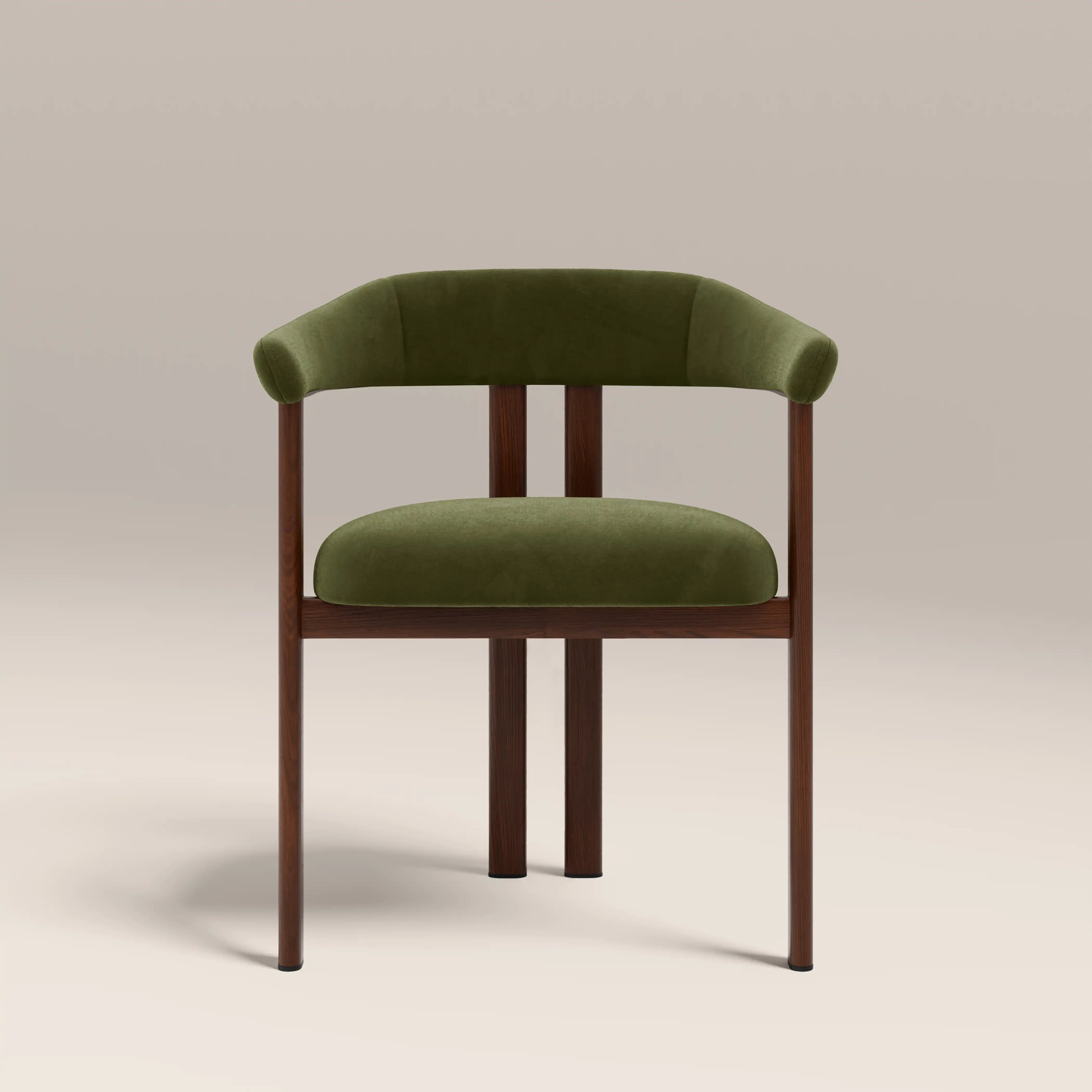 Arbor Carver Dining Chair | Olive Green Sustainable Velvet & Walnut