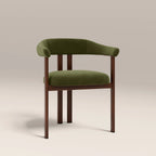 Arbor Carver Dining Chair | Olive Green Sustainable Velvet & Walnut