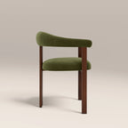 Arbor Carver Dining Chair | Olive Green Sustainable Velvet & Walnut