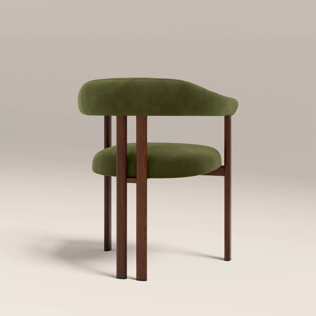 Arbor Carver Dining Chair | Olive Green Sustainable Velvet & Walnut