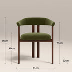 Arbor Carver Dining Chair | Olive Green Sustainable Velvet & Walnut