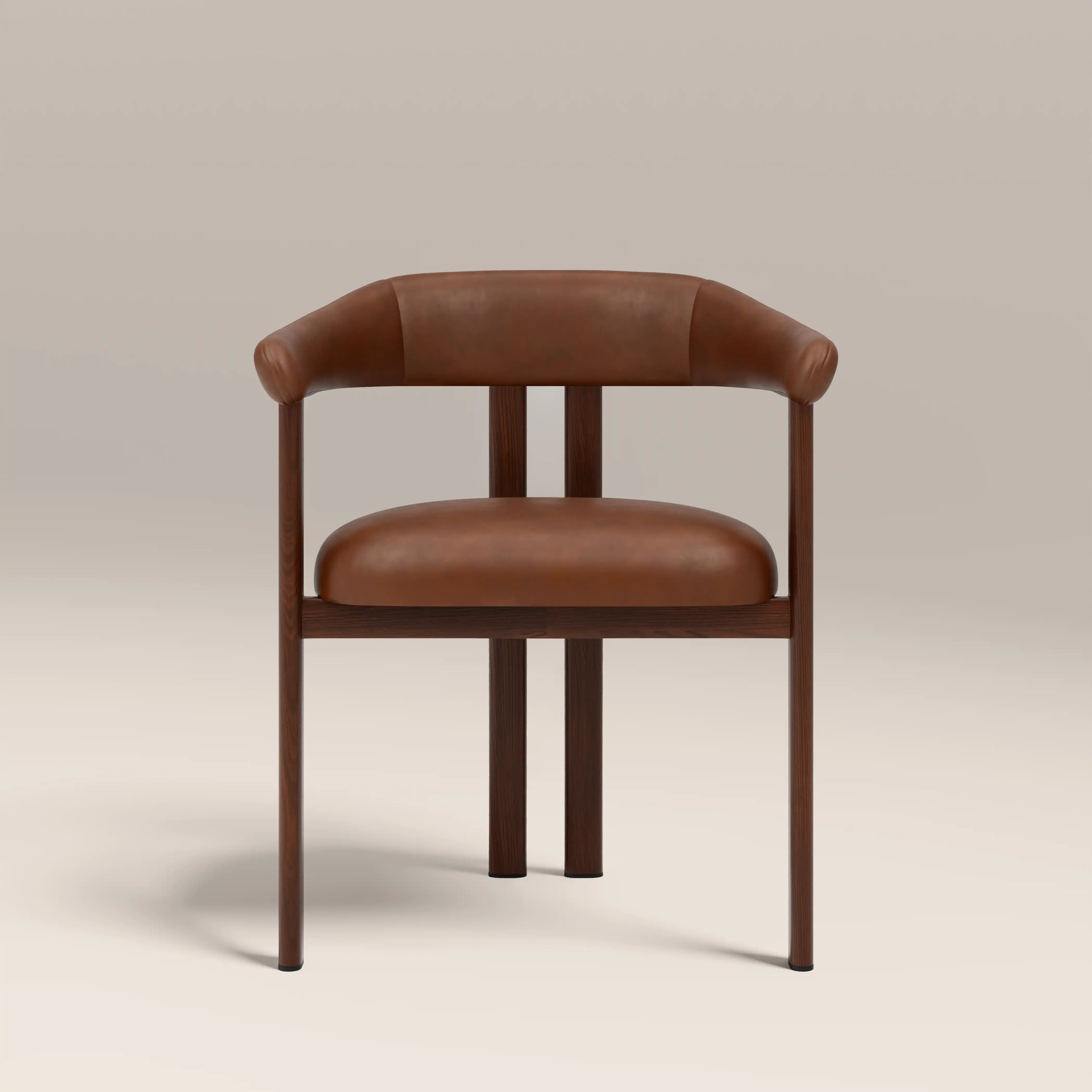 Arbor Carver Dining Chair | Vintage Tan Faux Leather & Walnut