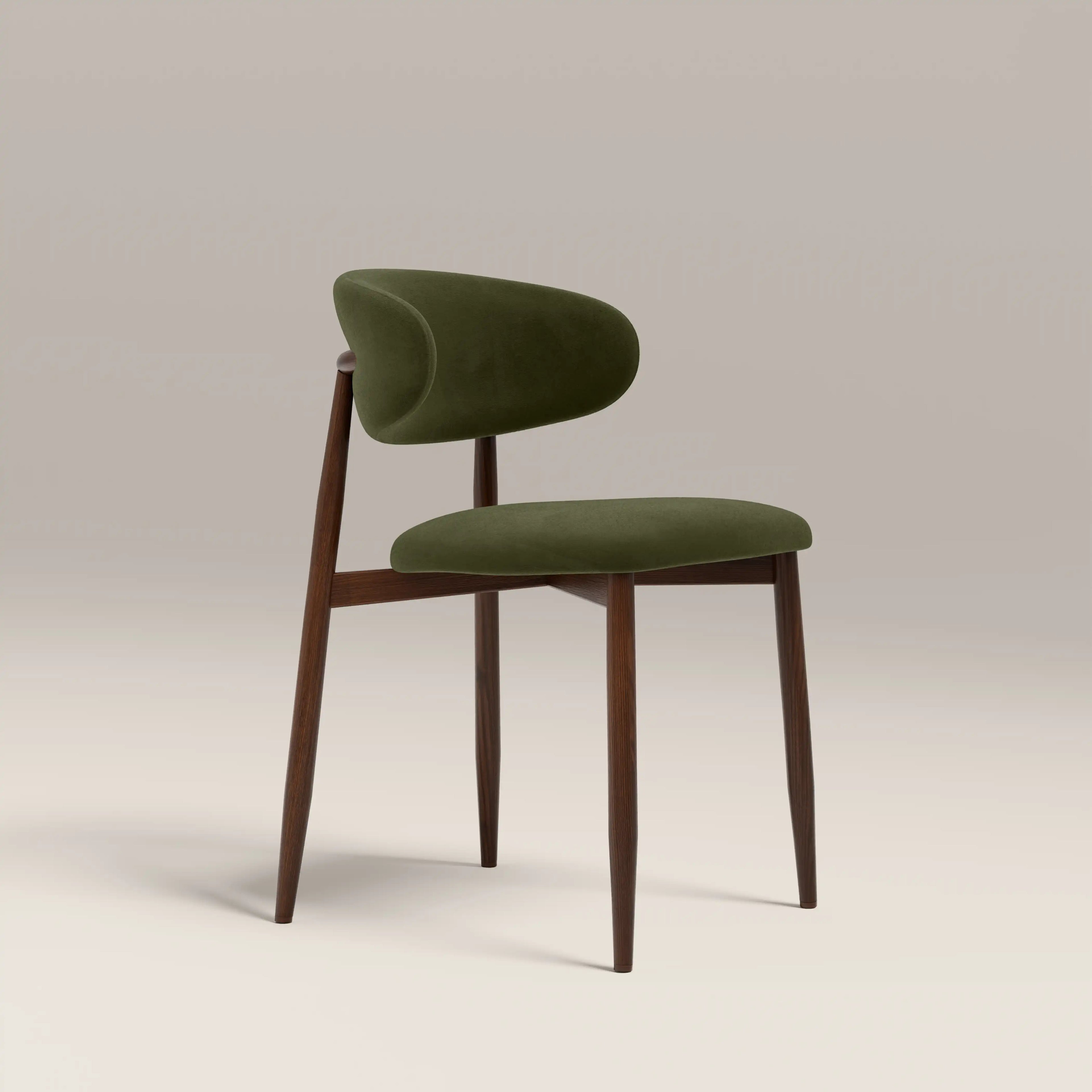 Halston Dining Chair | Olive Green Sustainable Velvet & Walnut