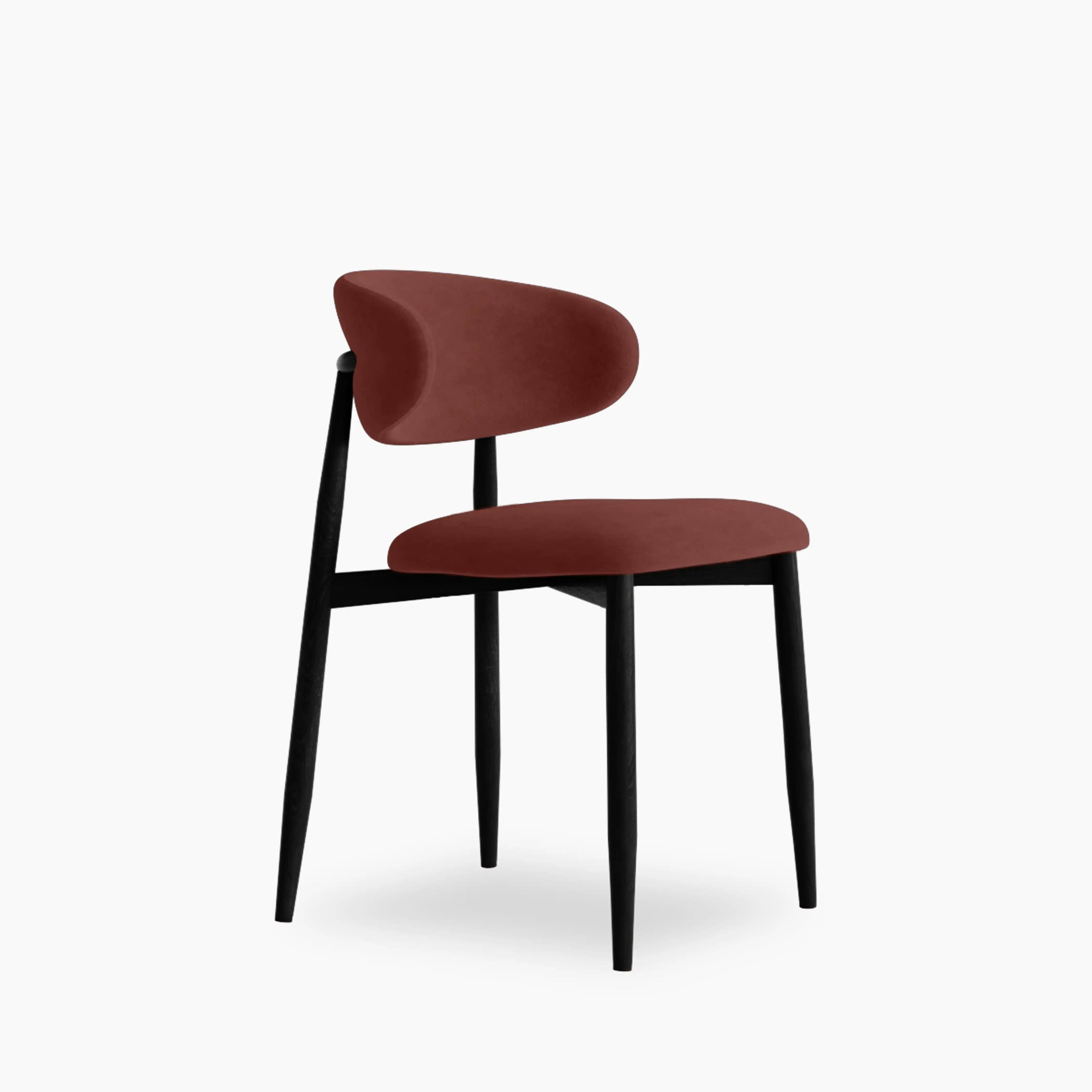 Halston Dining Chair | Rust Red Sustainable Velvet & Black