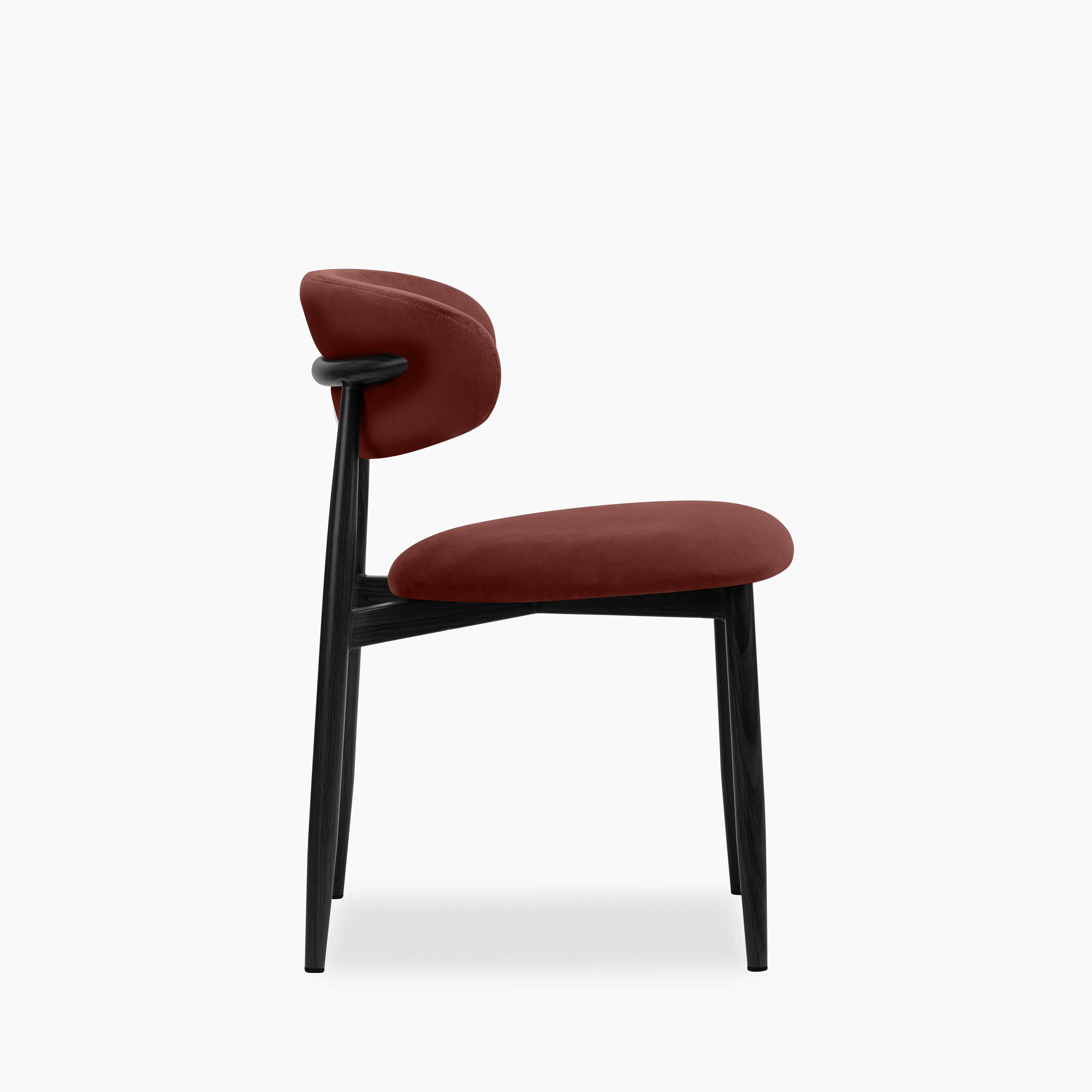 Halston Dining Chair | Rust Red Sustainable Velvet & Black