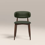 Halston Dining Chair | Vintage Green Faux Leather & Walnut