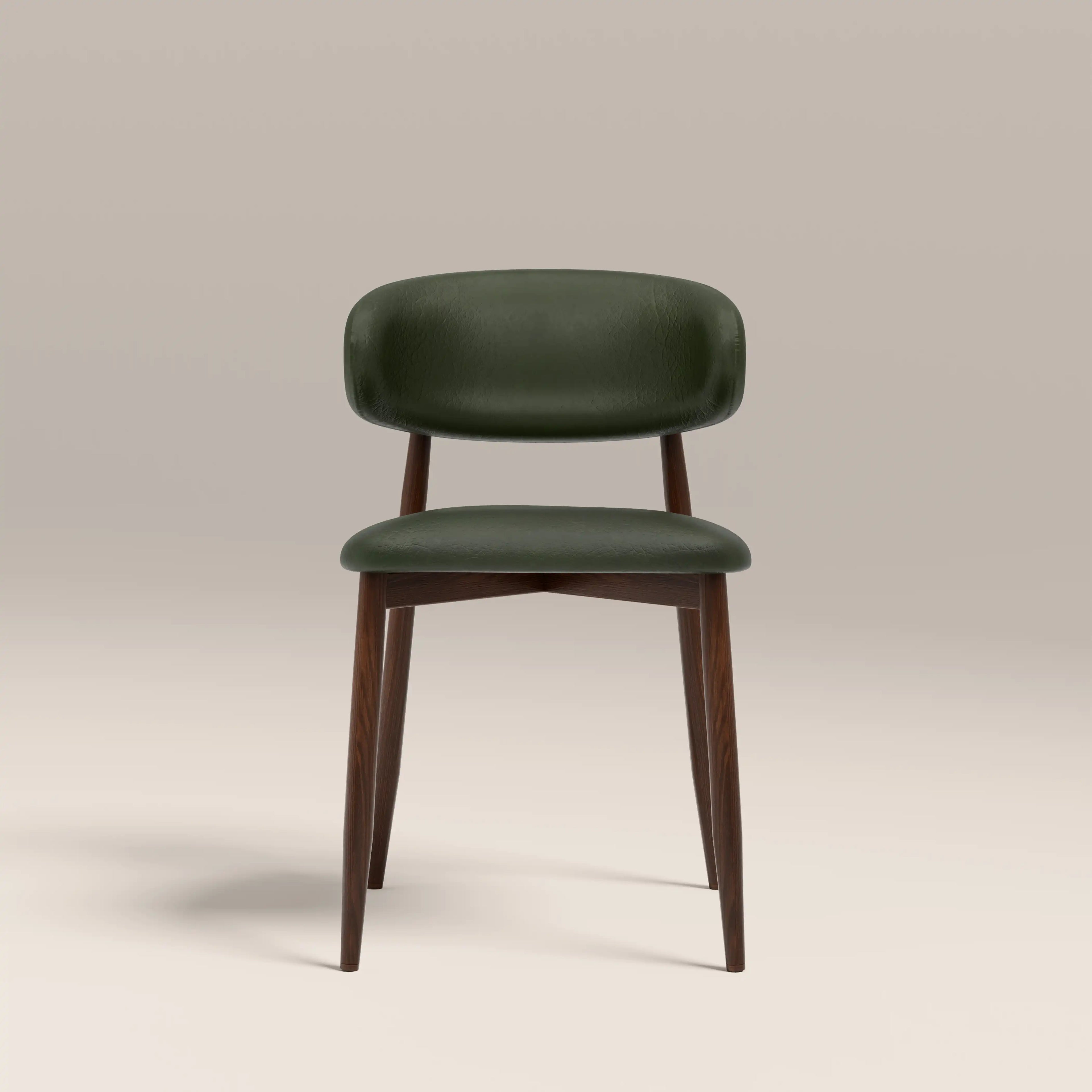 Halston Dining Chair | Vintage Green Faux Leather & Walnut