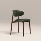 Halston Dining Chair | Vintage Green Faux Leather & Walnut