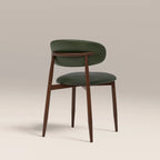 Halston Dining Chair | Vintage Green Faux Leather & Walnut