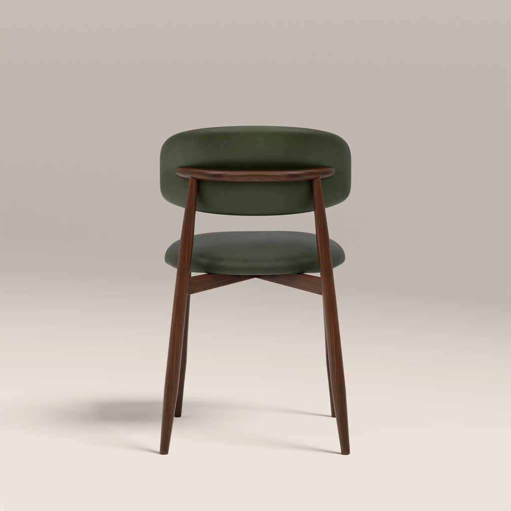 Halston Dining Chair | Vintage Green Faux Leather & Walnut