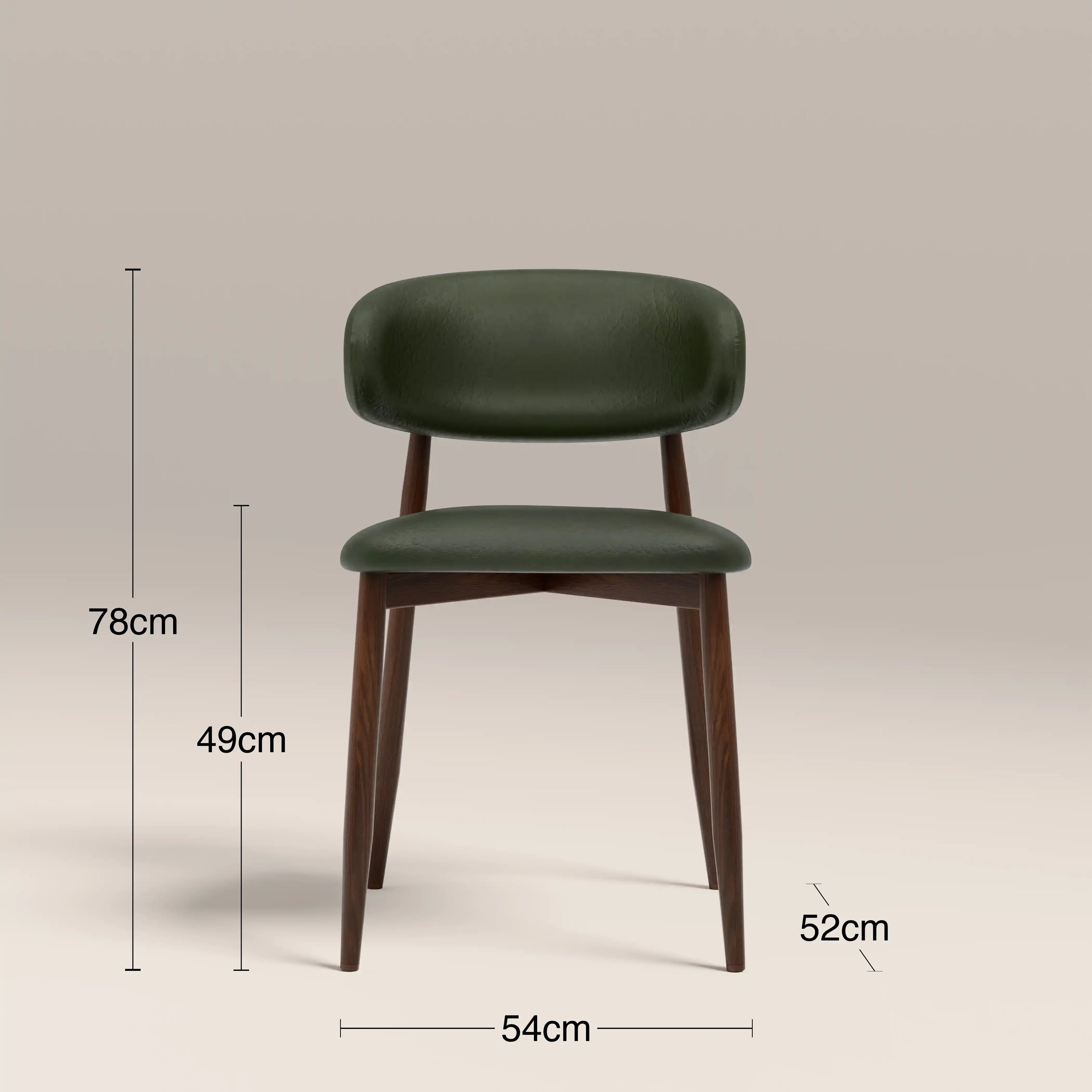 Halston Dining Chair | Vintage Green Faux Leather & Walnut