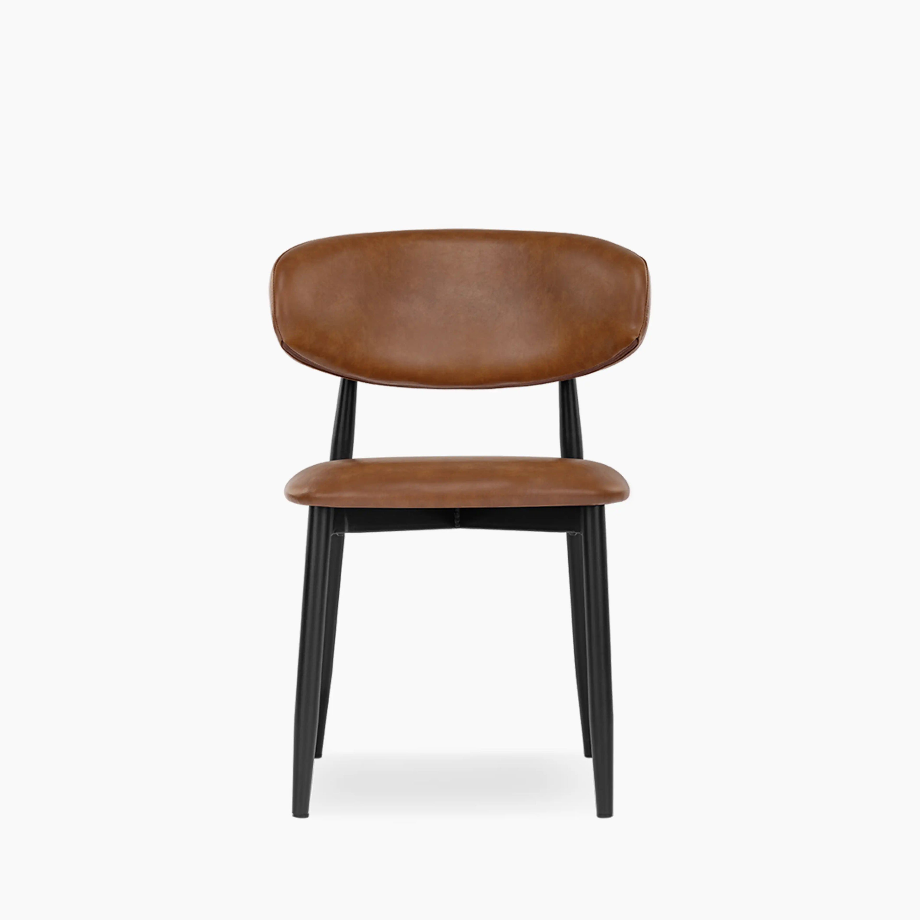 Halston Dining Chair | Vintage Tan Faux Leather & Black