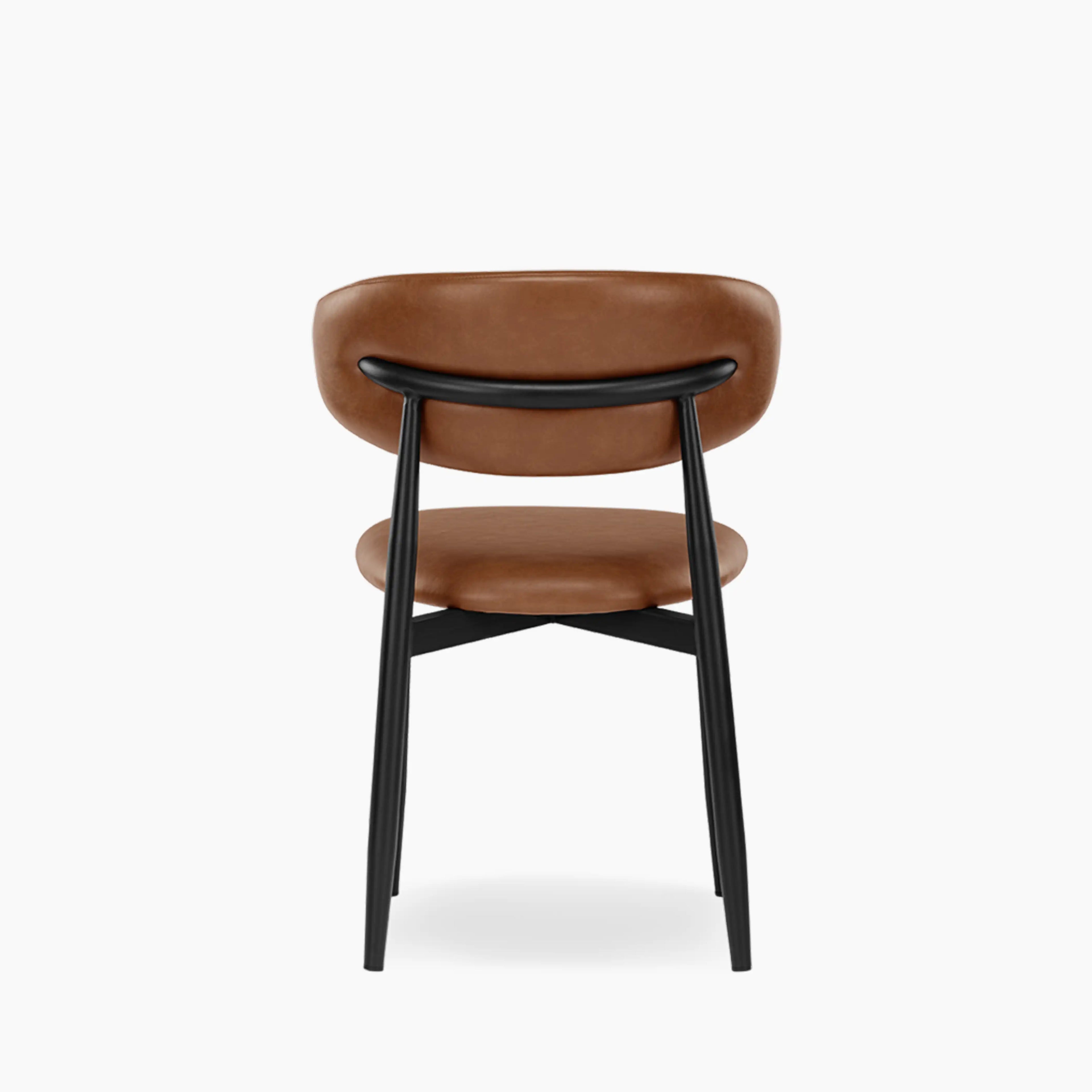 Halston Dining Chair | Vintage Tan Faux Leather & Black