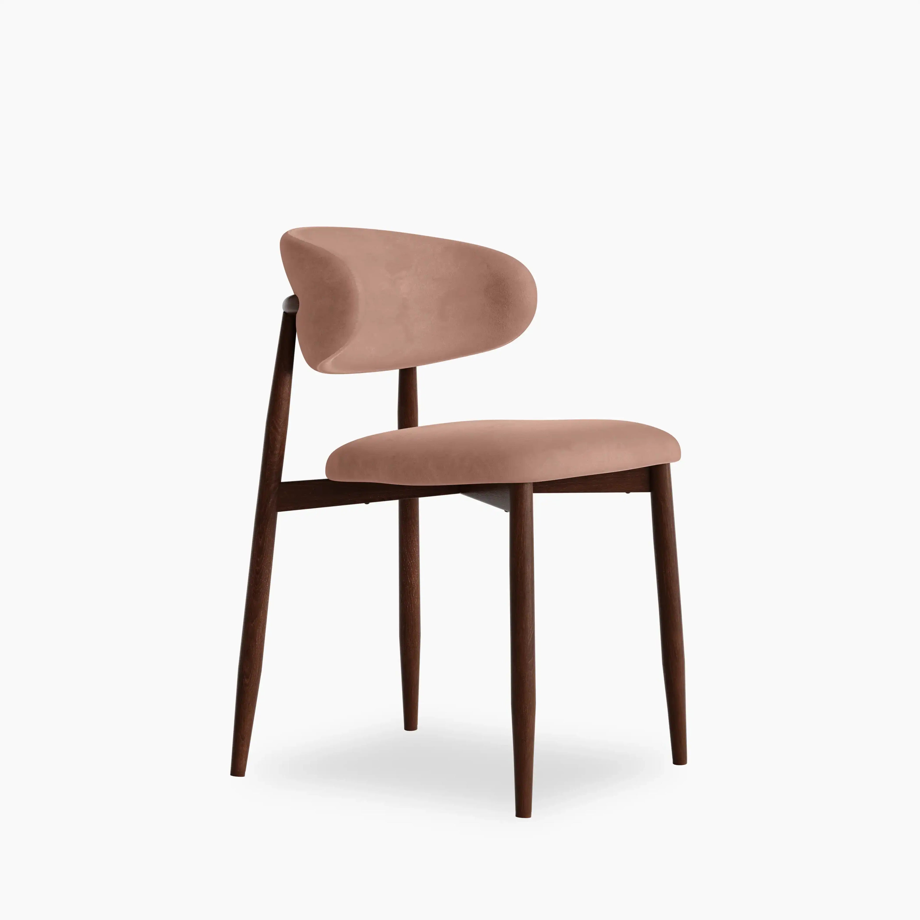 Halston Dining Chair | Blush Pink Sustainable Velvet & Walnut