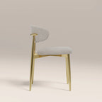 Halston Dining Chair | Speckled Stone Sustainable Boucle & Brass