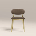 Halston Dining Chair | Truffle Brown Sustainable Mohair Velvet & Brass