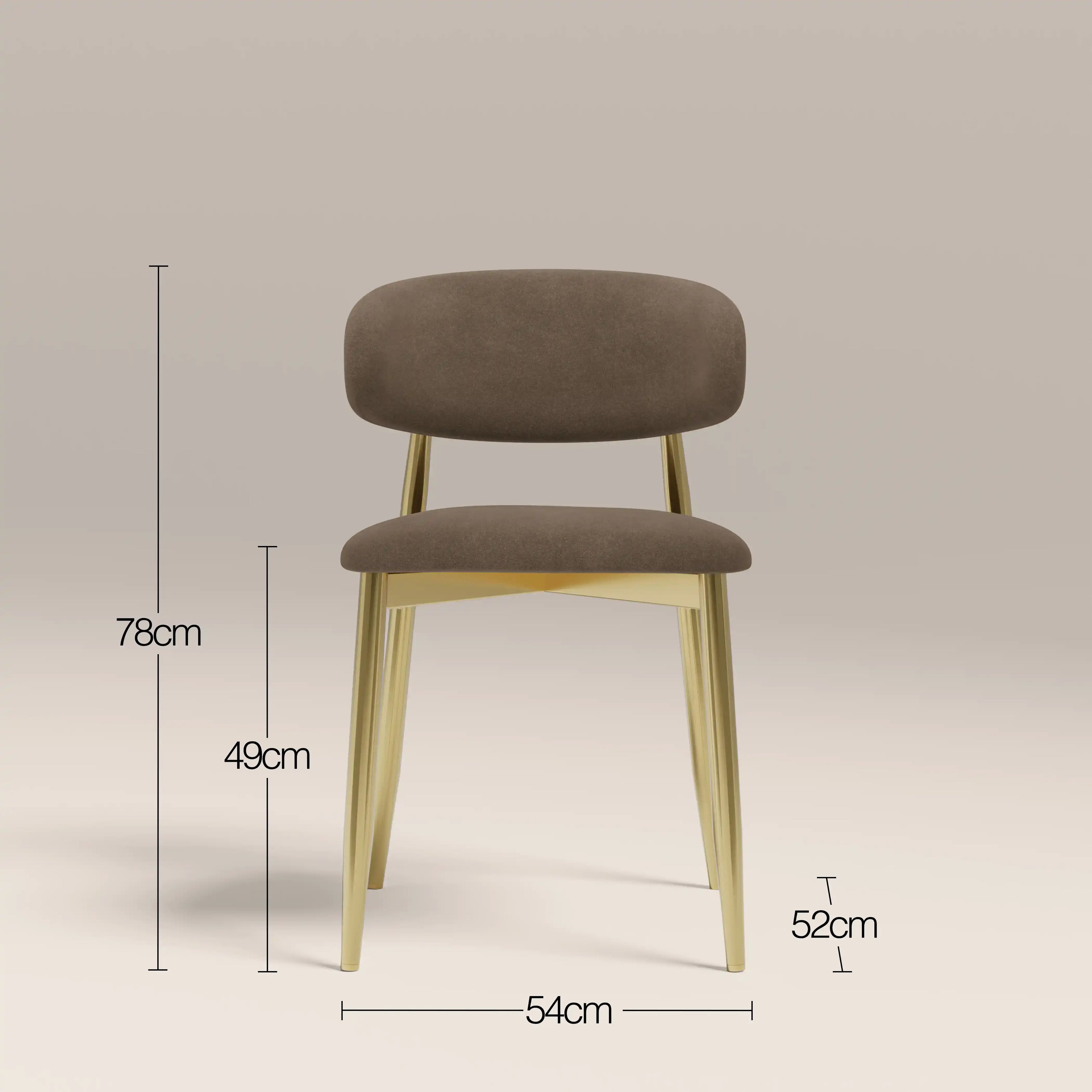 Halston Dining Chair | Truffle Brown Sustainable Mohair Velvet & Brass