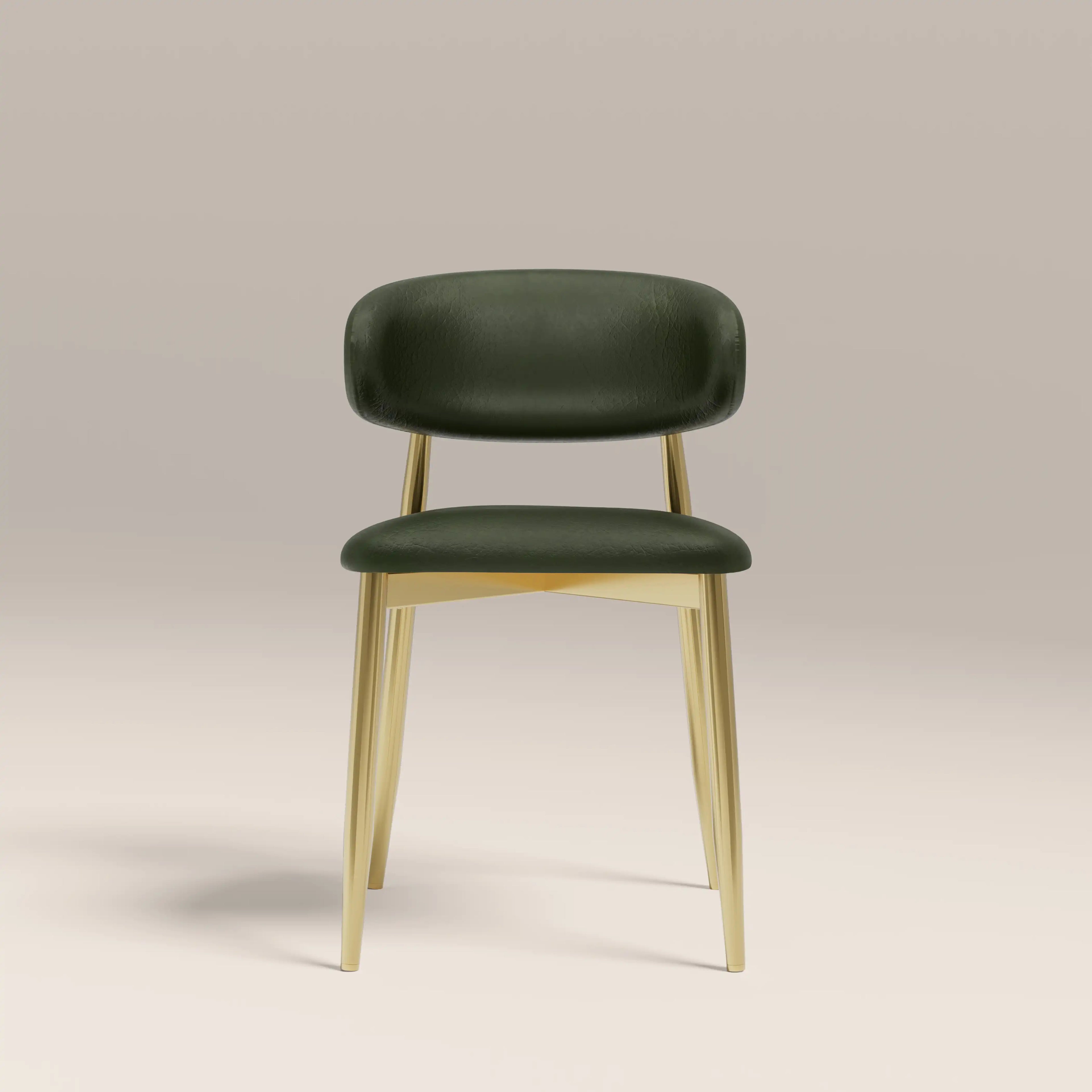 Halston Dining Chair | Vintage Green Faux Leather & Brass