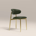 Halston Dining Chair | Vintage Green Faux Leather & Brass
