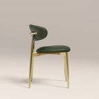 Halston Dining Chair | Vintage Green Faux Leather & Brass
