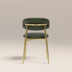 Halston Dining Chair | Vintage Green Faux Leather & Brass