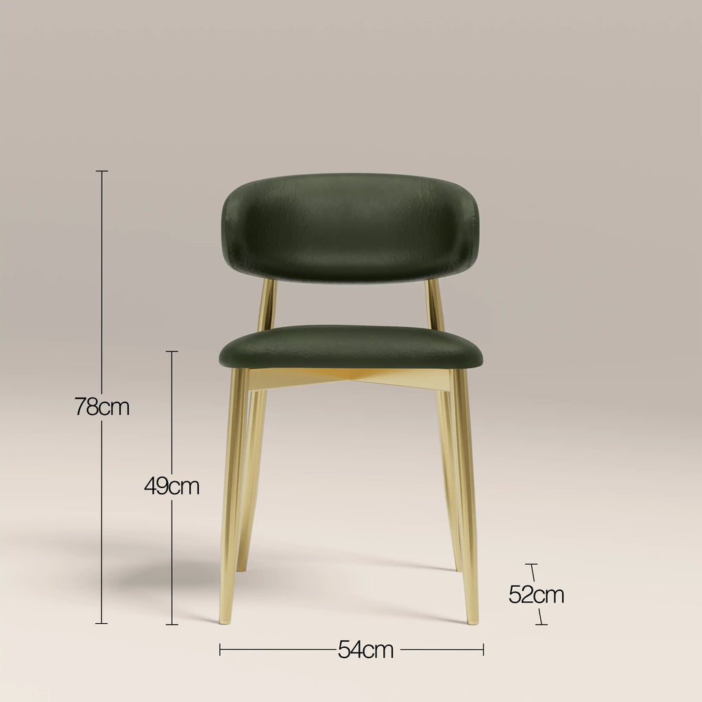 Halston Dining Chair | Vintage Green Faux Leather & Brass