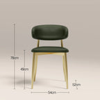 Halston Dining Chair | Vintage Green Faux Leather & Brass