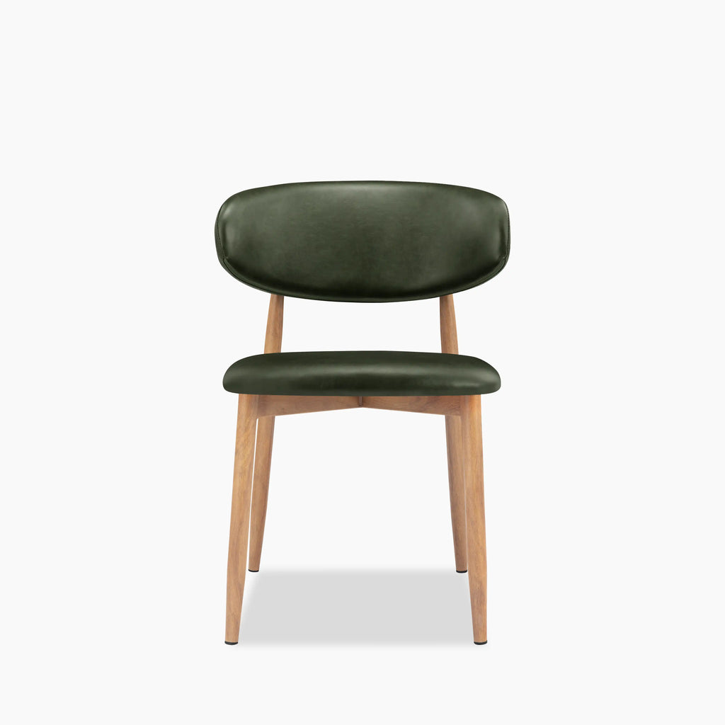 Halston Dining Chair | Vintage Green Faux Leather & Oak