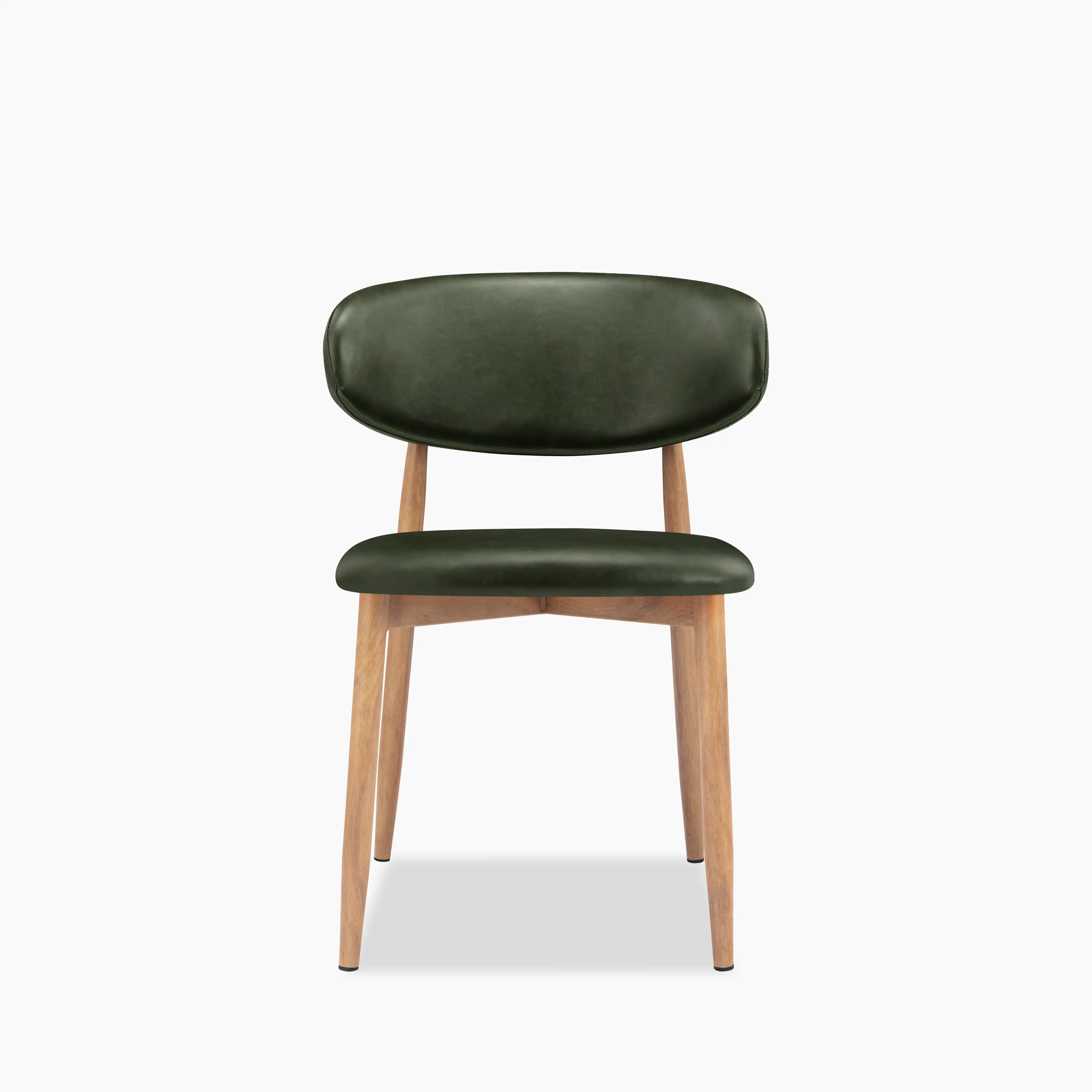 Halston Dining Chair | Vintage Green Faux Leather & Oak