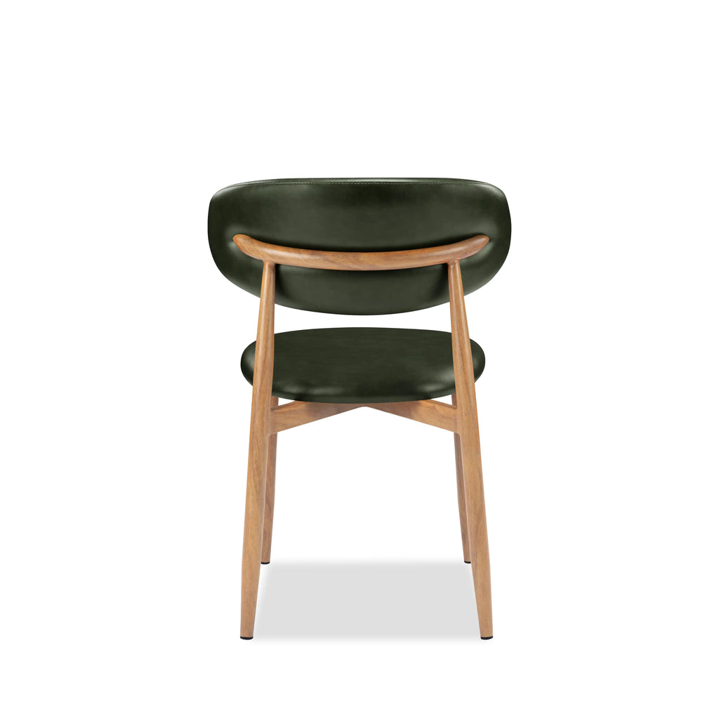 Halston Dining Chair | Vintage Green Faux Leather & Oak