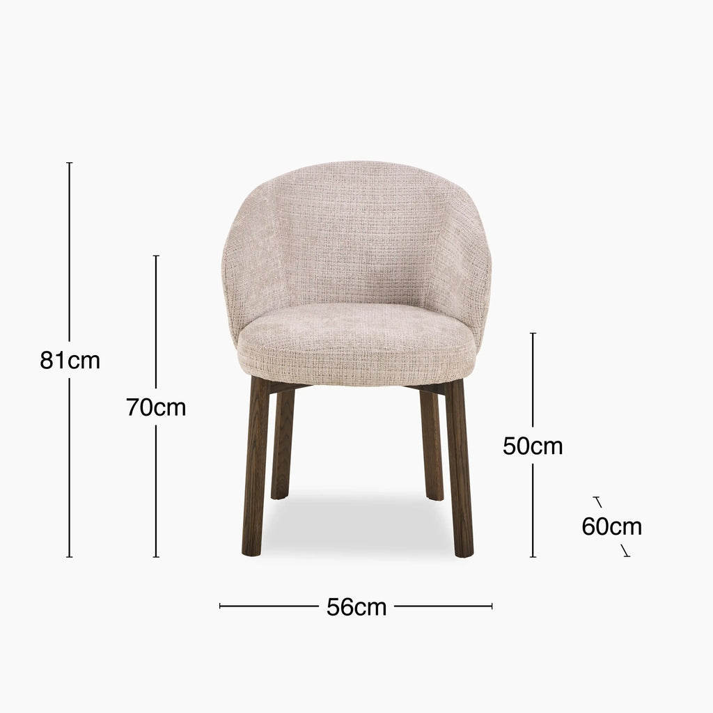 Darlene Dining Chair | Natural Chunky Weave Fabric & Smoked Walnut