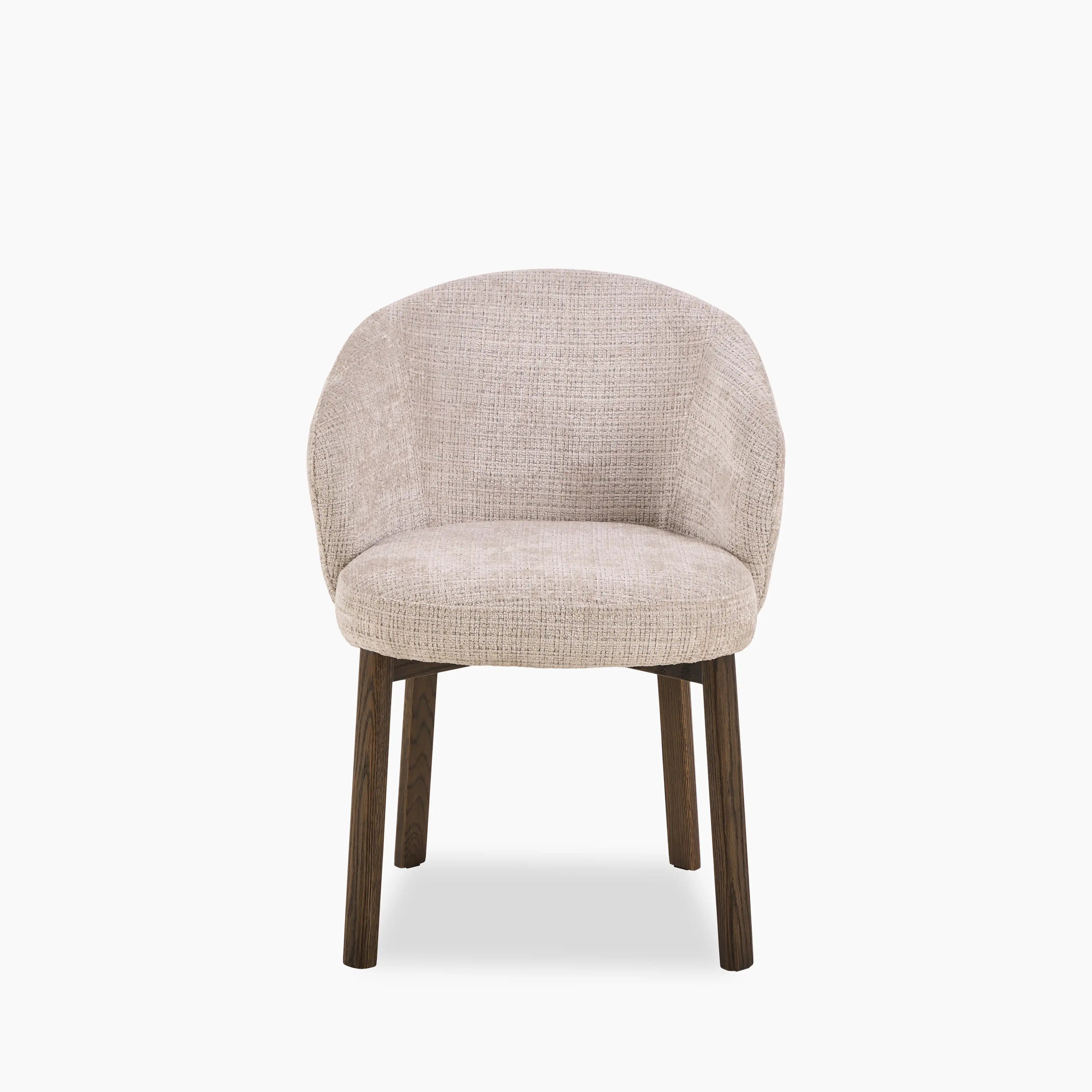 Darlene Dining Chair | Natural Chunky Weave Fabric & Smoked Walnut
