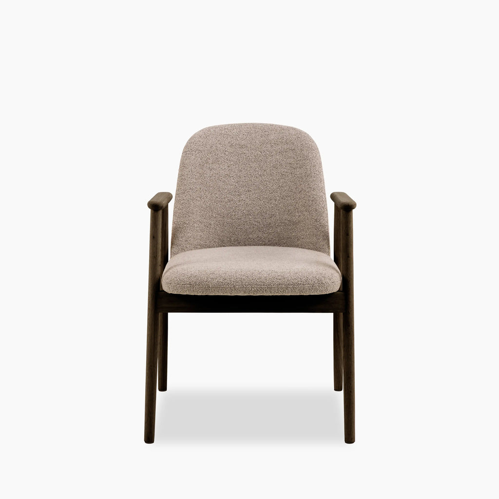 Leo Carver Dining Chair | Warm Mocha Fabric & Smoked Walnut