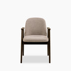 Leo Carver Dining Chair | Warm Mocha Fabric & Smoked Walnut