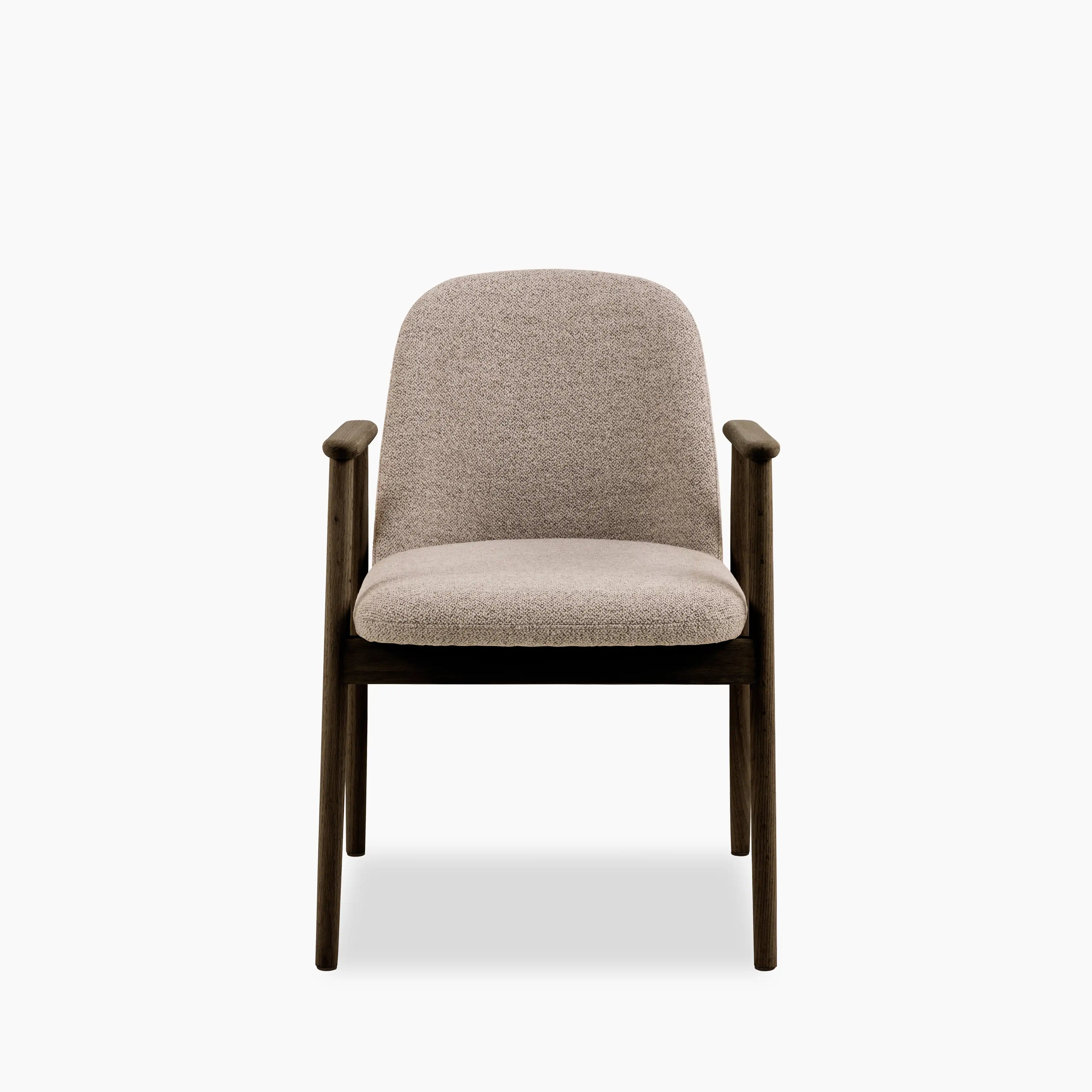 Leo Carver Dining Chair | Warm Mocha Fabric & Smoked Walnut