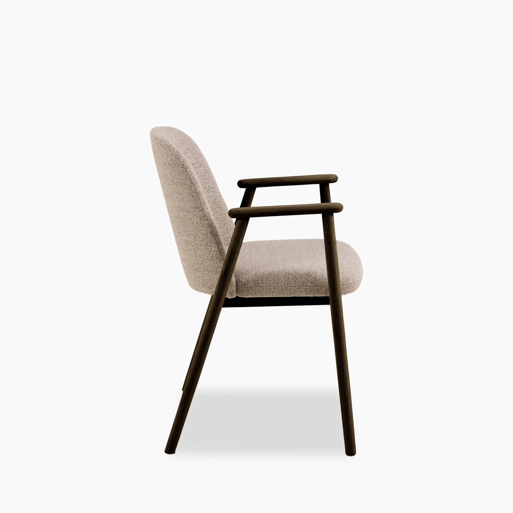 Leo Carver Dining Chair | Warm Mocha Fabric & Smoked Walnut