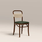 Daisy Wooden Dining Chair  | Vintage Green Faux Leather & Walnut