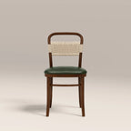 Daisy Wooden Dining Chair  | Vintage Green Faux Leather & Walnut