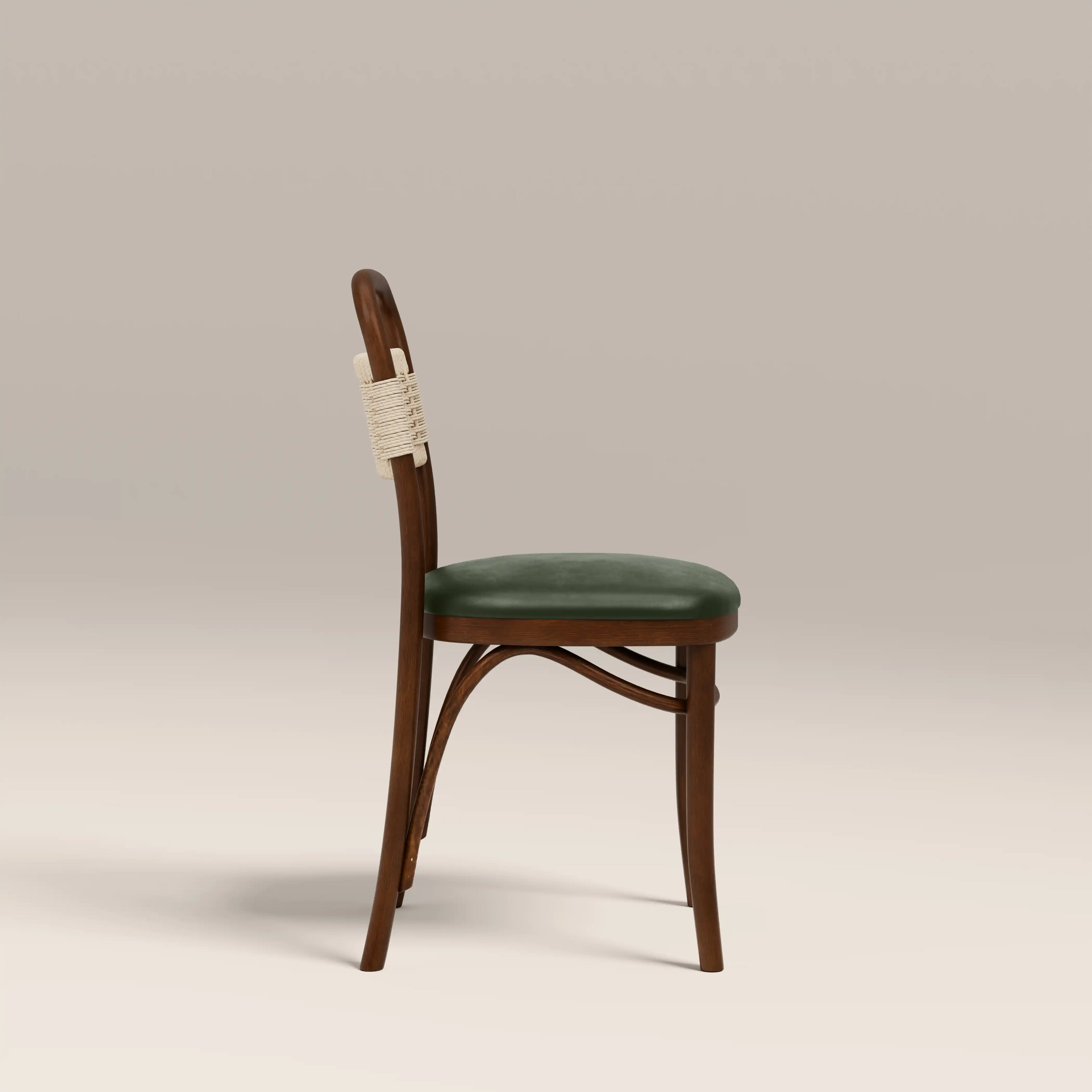 Daisy Wooden Dining Chair  | Vintage Green Faux Leather & Walnut
