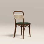 Daisy Wooden Dining Chair  | Vintage Green Faux Leather & Walnut