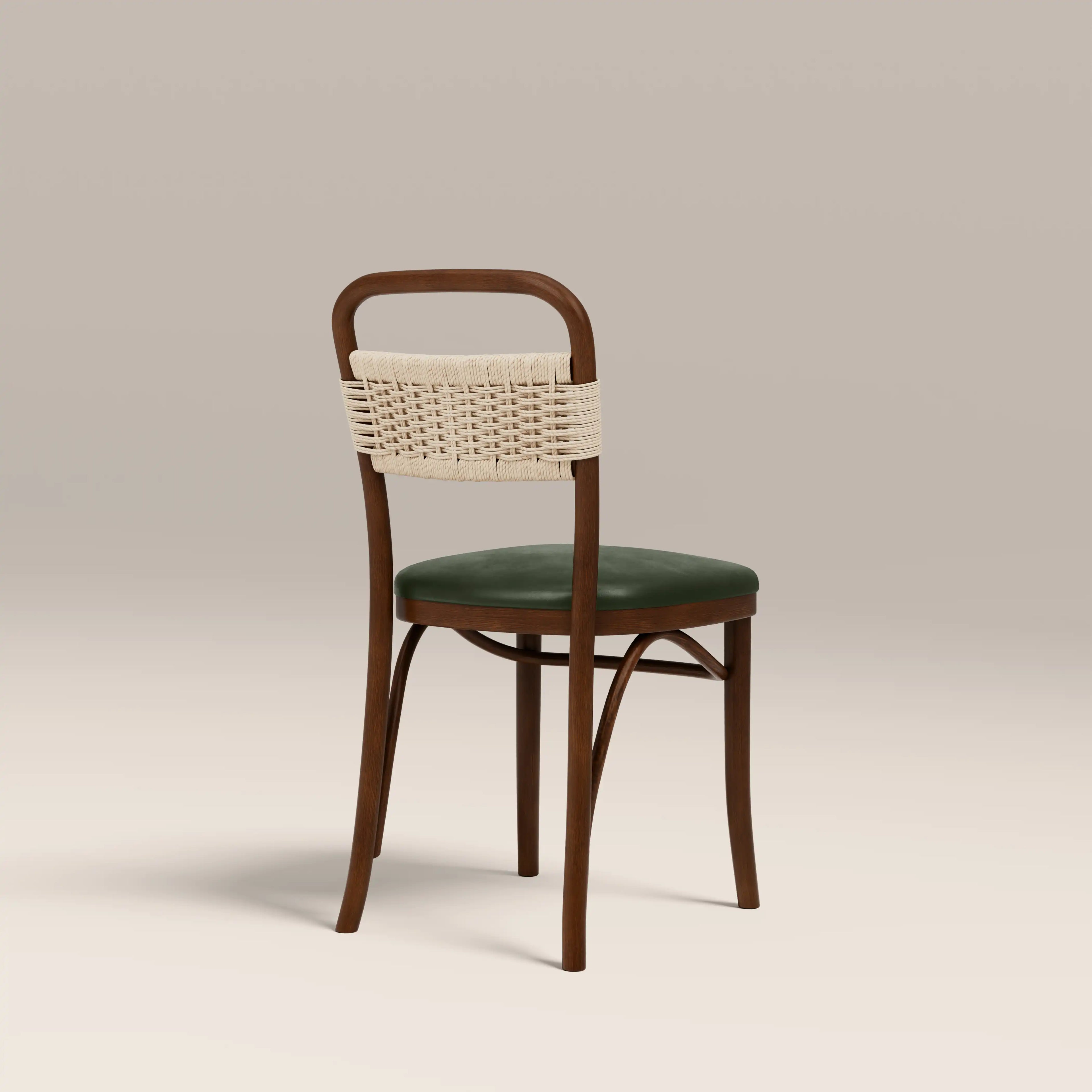 Daisy Wooden Dining Chair  | Vintage Green Faux Leather & Walnut